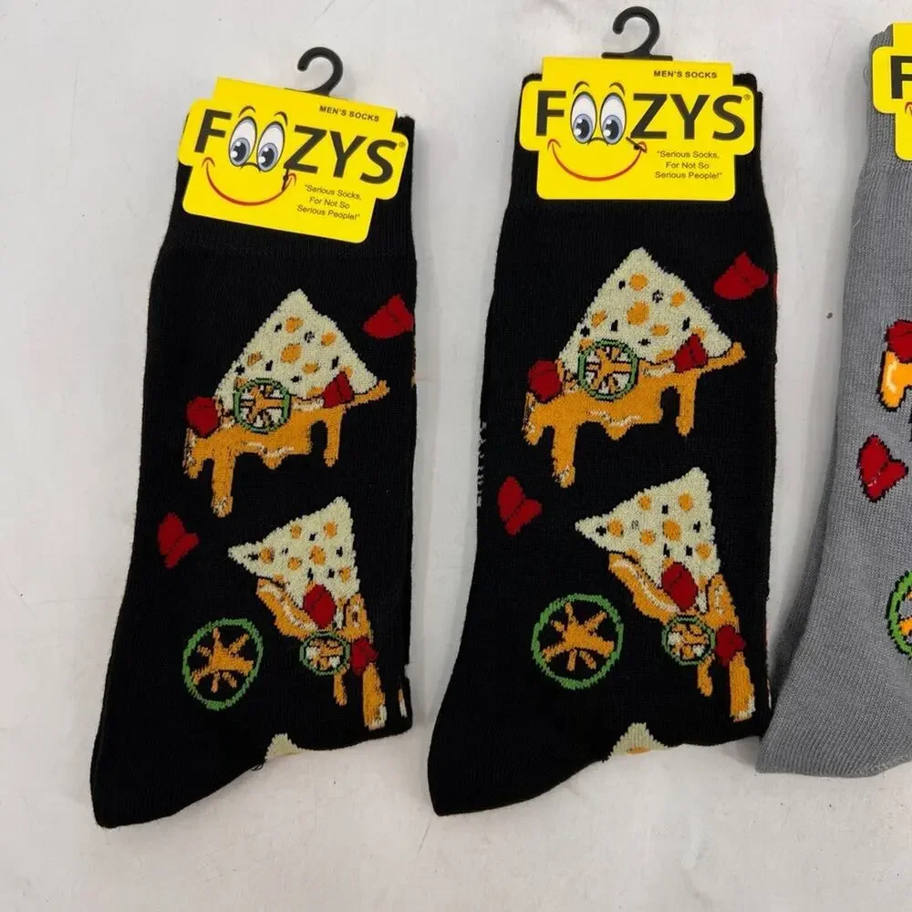 Foozys Socks Mens 6-12 Nachos Cheese Funny Fun Novelty Crew Calf Length 4 Pairs